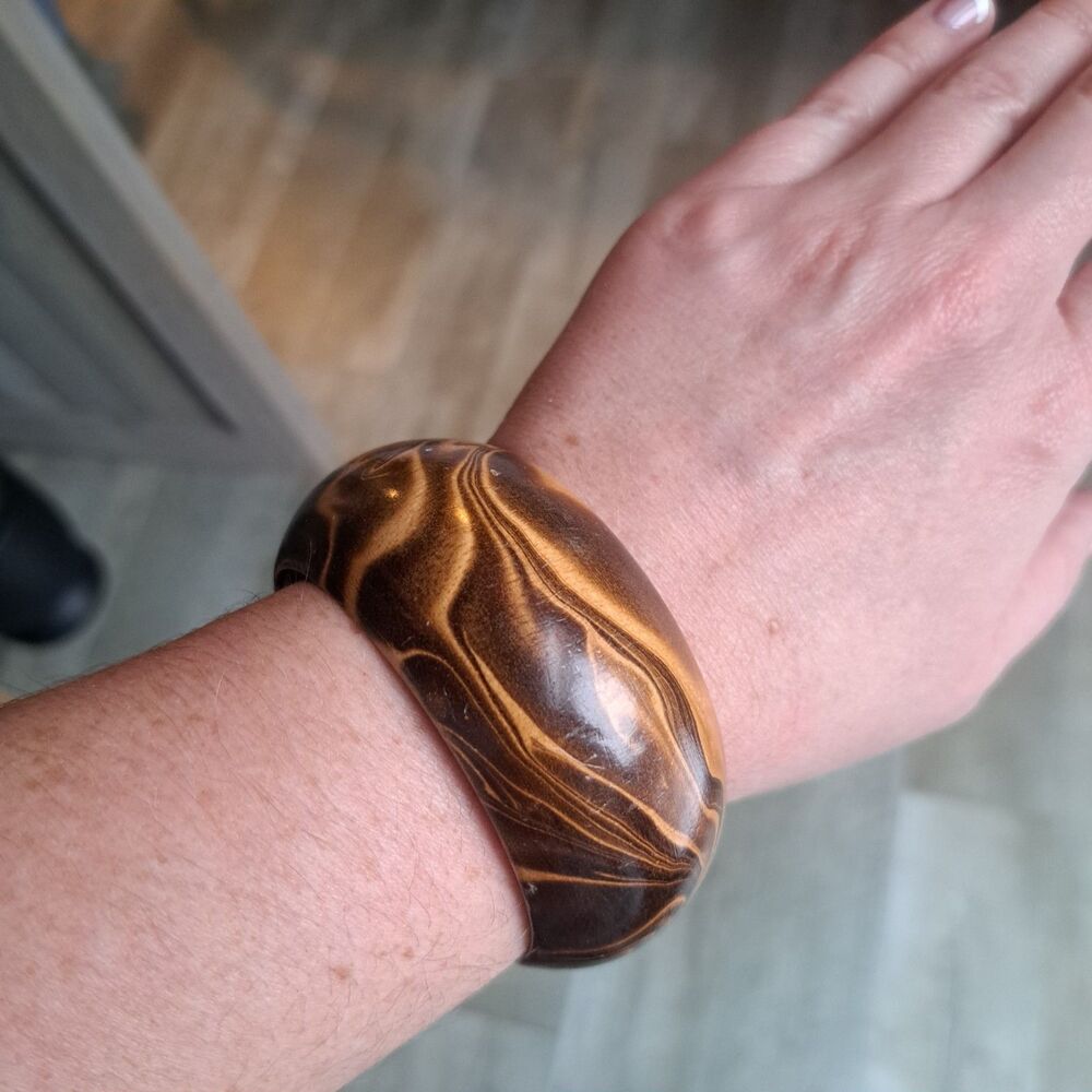 Wooden Cuff Bracelet Swirl Brown Jewelry Accessories Minimalist Small/Medium